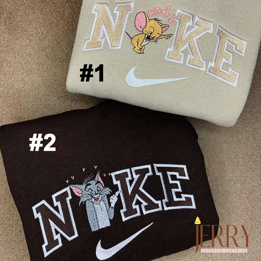 Get a Laugh with Tom and Jerry Nike Embroidered Sweatshirt – Funny and Stylish!