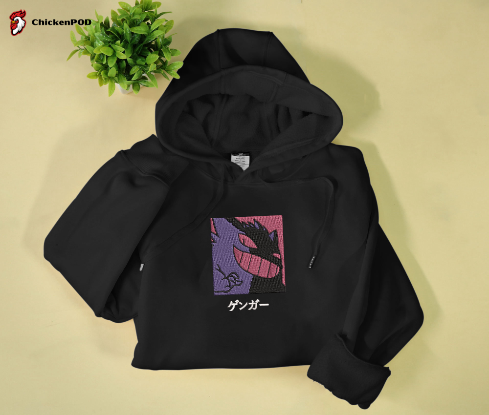 Gengar Embroidered Hoodie & Sweatshirt: Unique Gift for Pokemon Fans