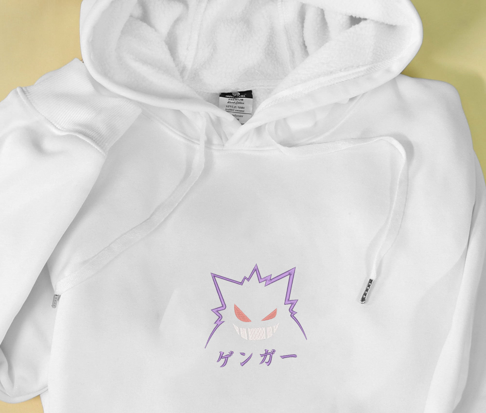 Gengar Embroidered Hoodie Sweatshirt – Perfect Christmas & Birthday Gifts for Pokemon Fans