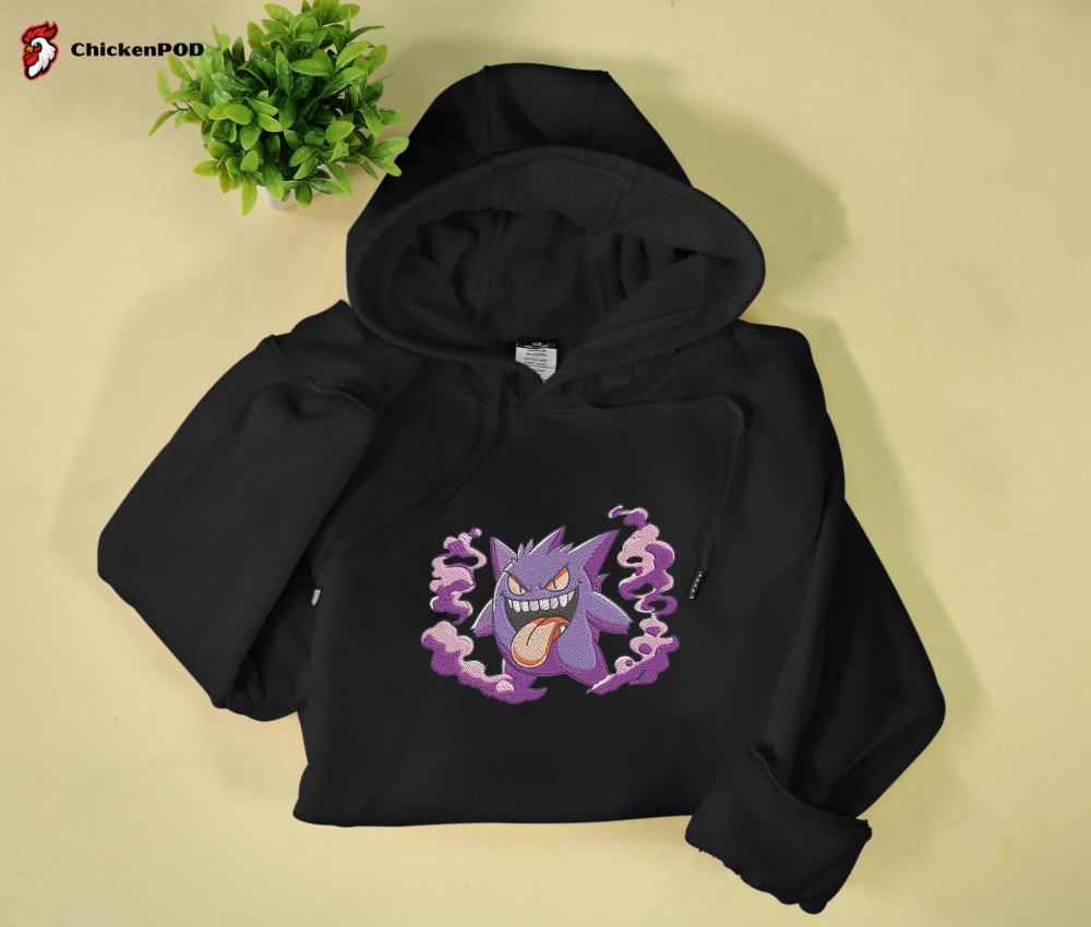 Gengar Embroidered Hoodie: Perfect Christmas & Birthday Gift with Unique Gengar Embroidery