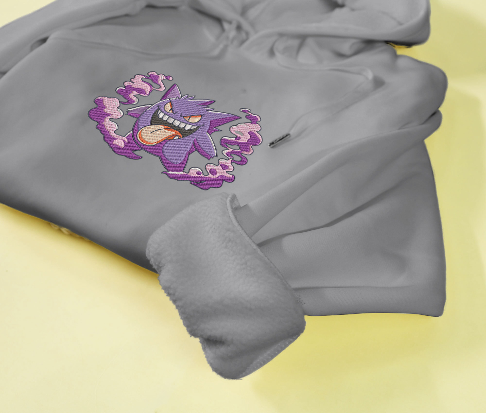 Gengar Embroidered Hoodie: Perfect Christmas & Birthday Gift with Unique Gengar Embroidery