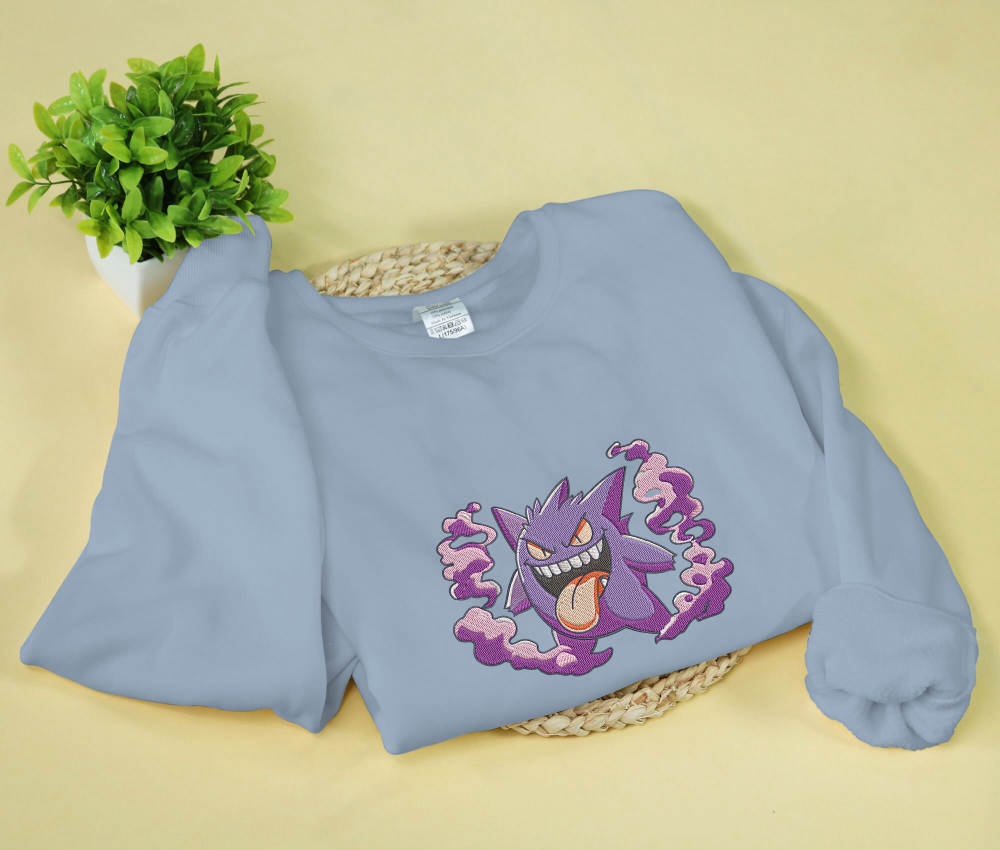 Gengar Embroidered Sweatshirt: Anime Sweater Shirt Perfect Gifts for Christmas & Birthdays