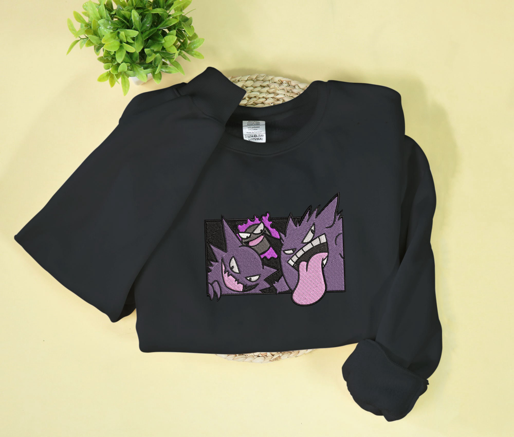 Gengar Ghost Embroidered Sweatshirt: Anime Shirt Gift