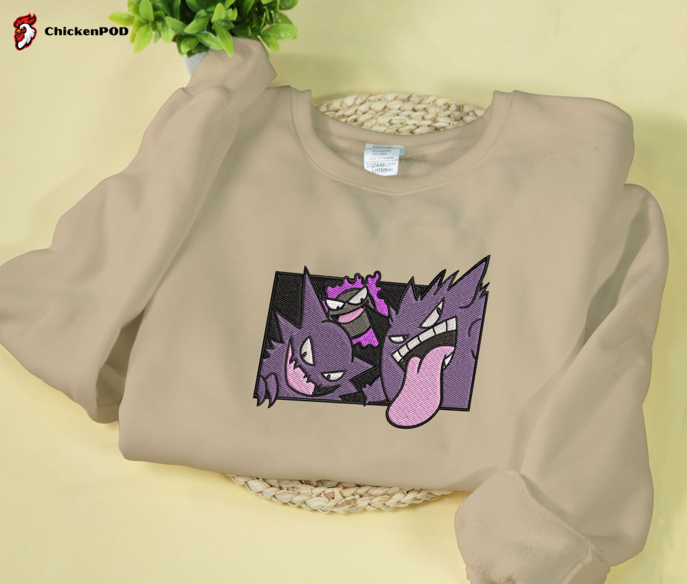 Ghostly Gengar Anime Sweatshirt: Embroidered Unique Gift Shirt