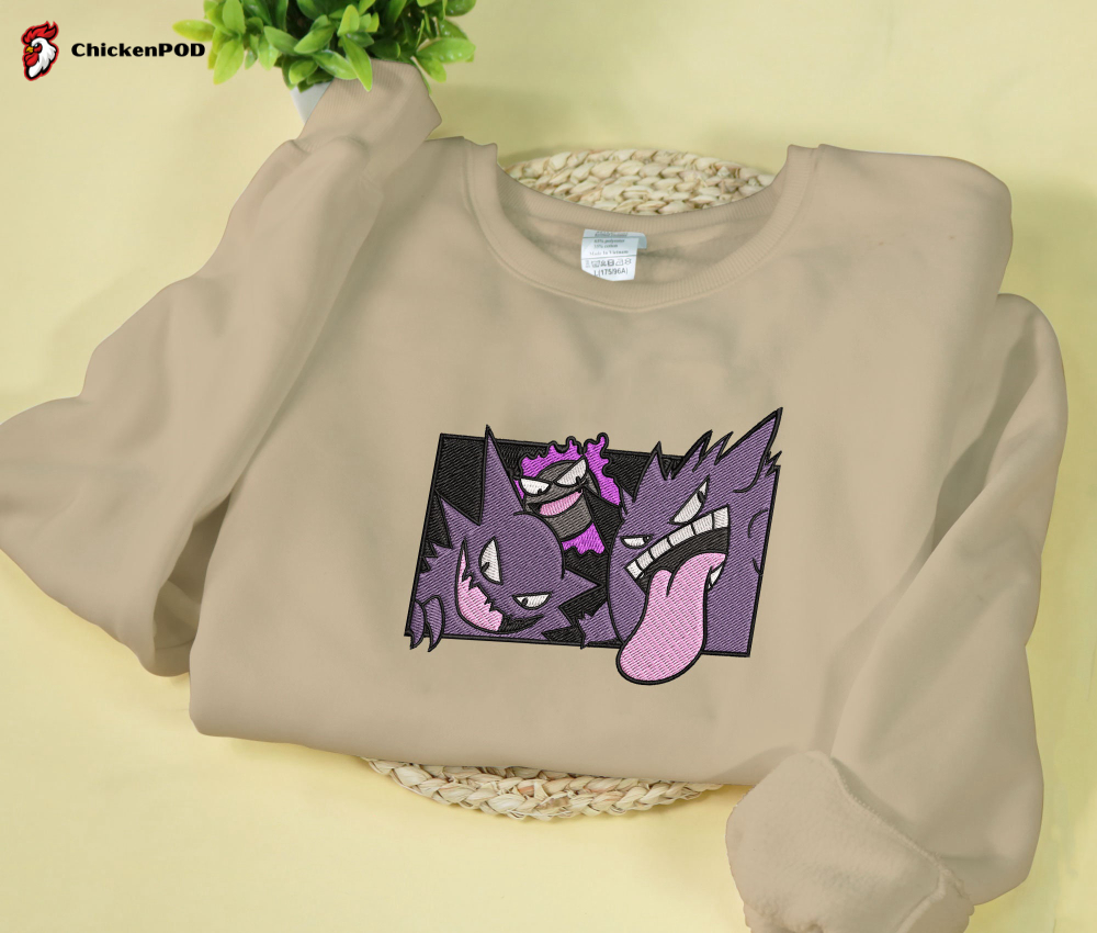 Gengar Ghost Embroidered Sweatshirt: Anime Shirt Gift