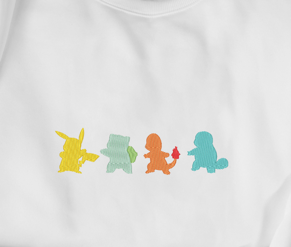 Geometry Cute Pikachu Charmander Squirtle Bulbasaur Sweatshirt – Unisex Embroidery Silhouette Funny Shirt