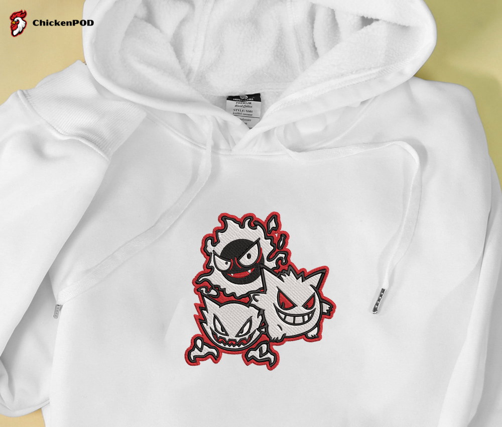 Ghost Gengar Embroidered Hoodie – Stylish Sweatshirt & Shirt Gift