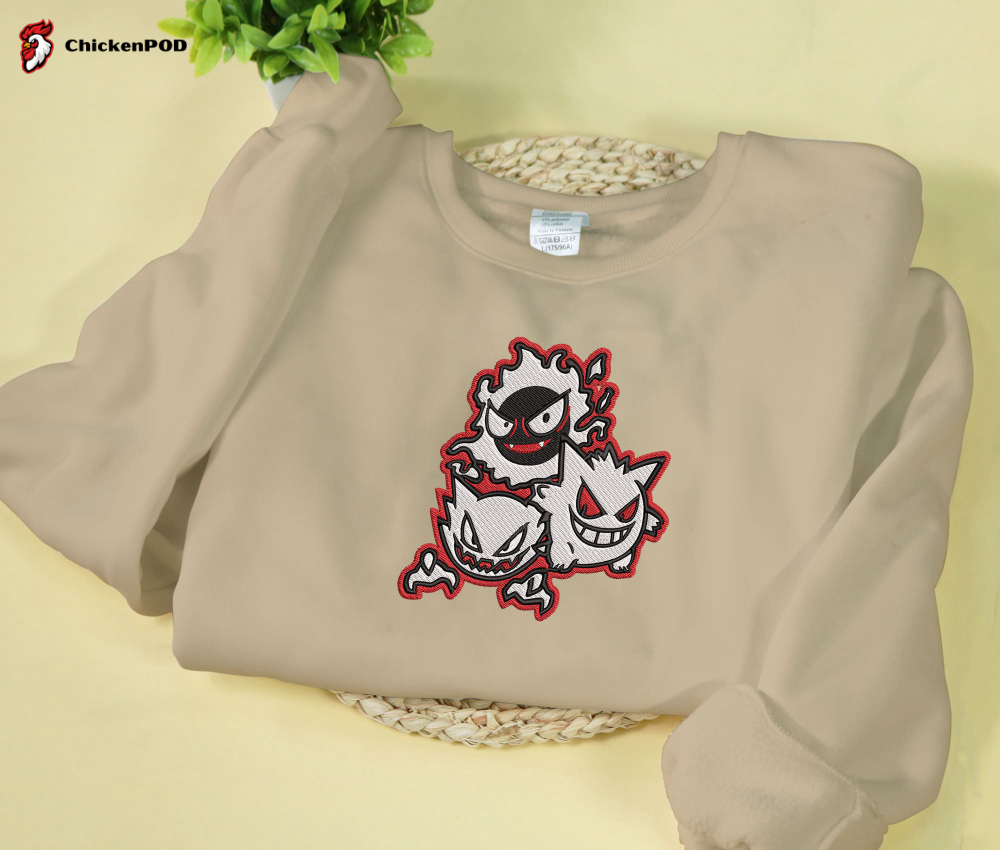 Ghost Gengar Embroidered Sweatshirt – Anime Sweater & Gift Shirt