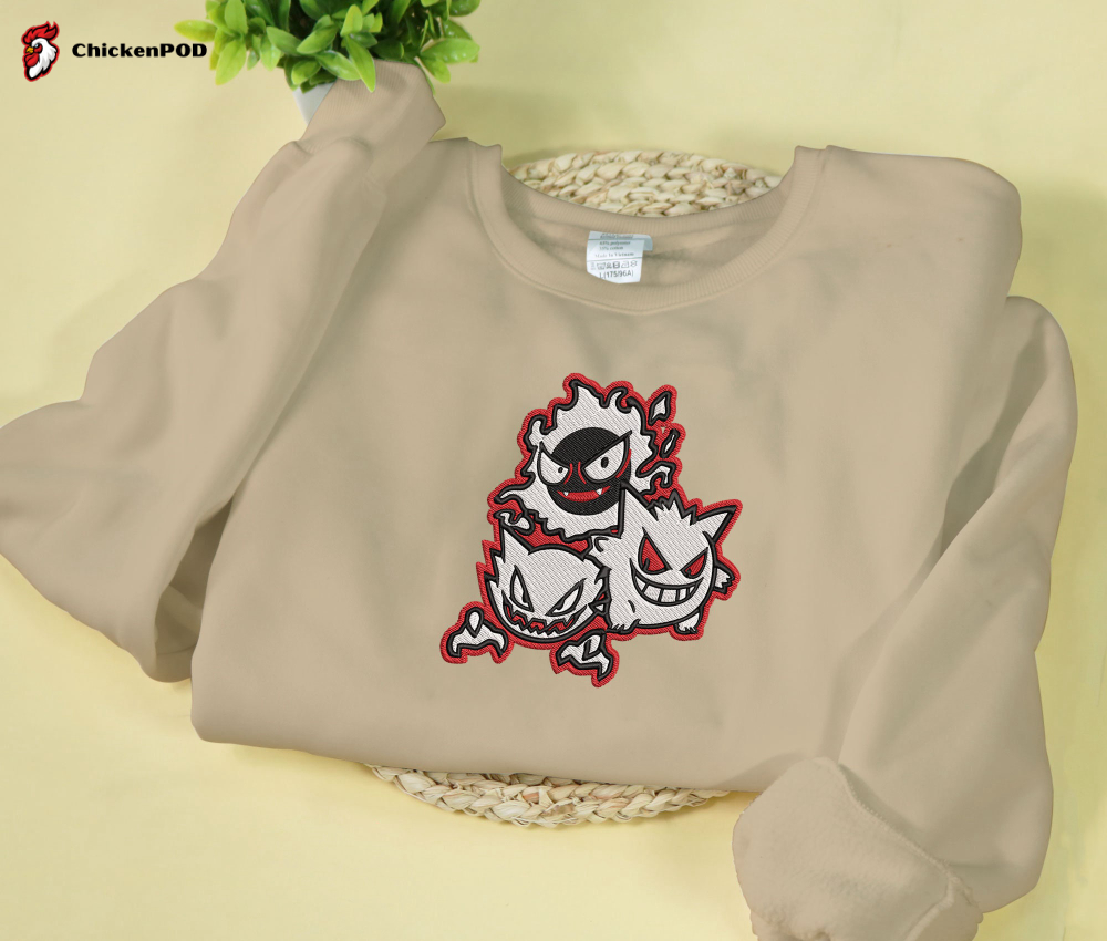 Ghost Gengar Sweatshirt: Anime Embroidered Sweater for Gengar Fans – Perfect Gift!