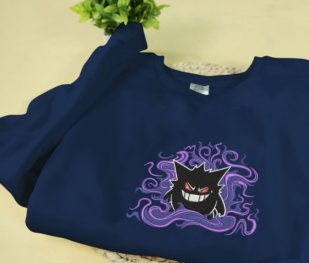 Anime Ghost Gengar Embroidered Sweatshirt: Perfect Gift for Fans!