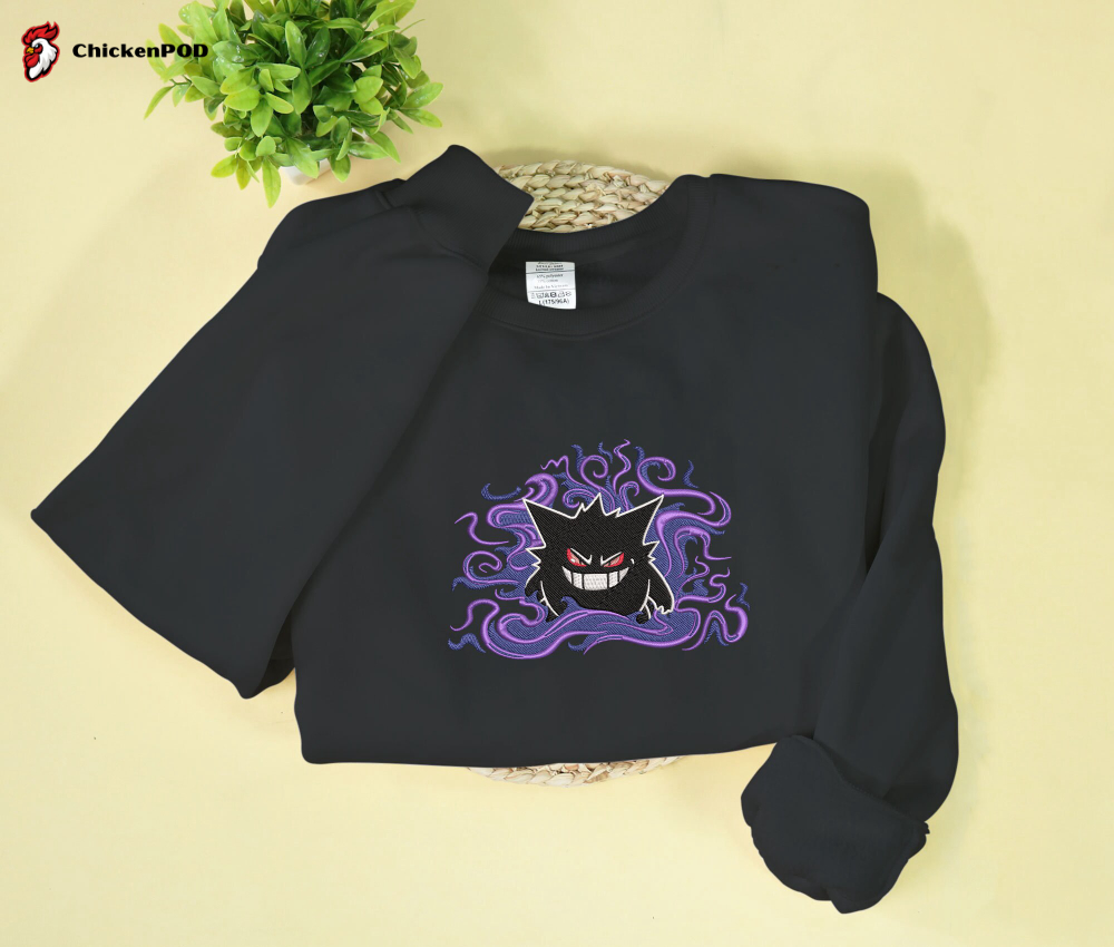 Anime Ghost Gengar Embroidered Sweatshirt: Perfect Gift for Fans!