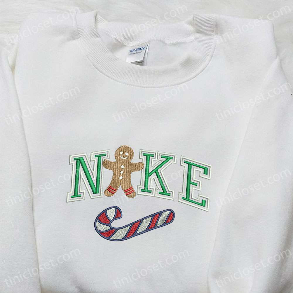 Gingerbread Xmas x Nike Embroidered Tshirt: The Perfect Nike Inspired Shirt for Christmas Gifts