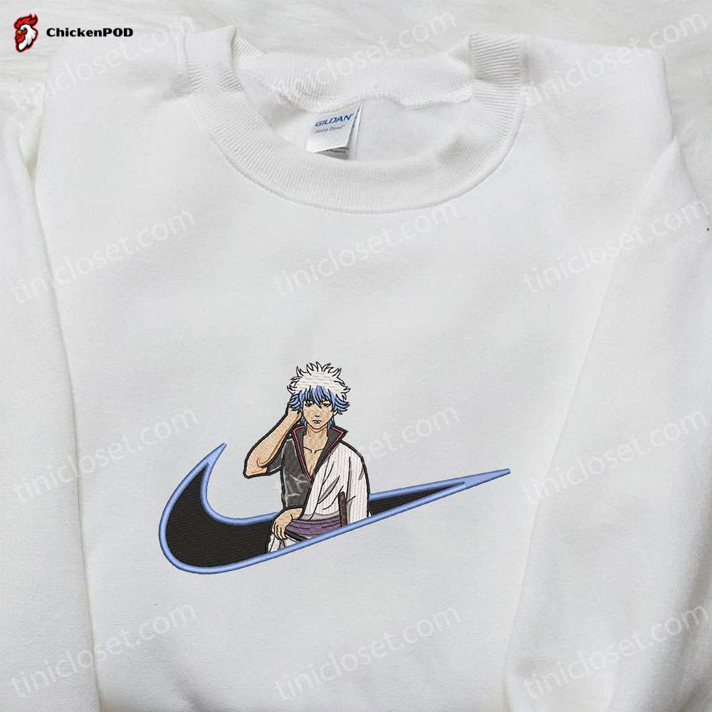 Gintoki Sakata x Nike Swoosh Anime Embroidered T-shirt – Gintama Nike Inspired Shirt