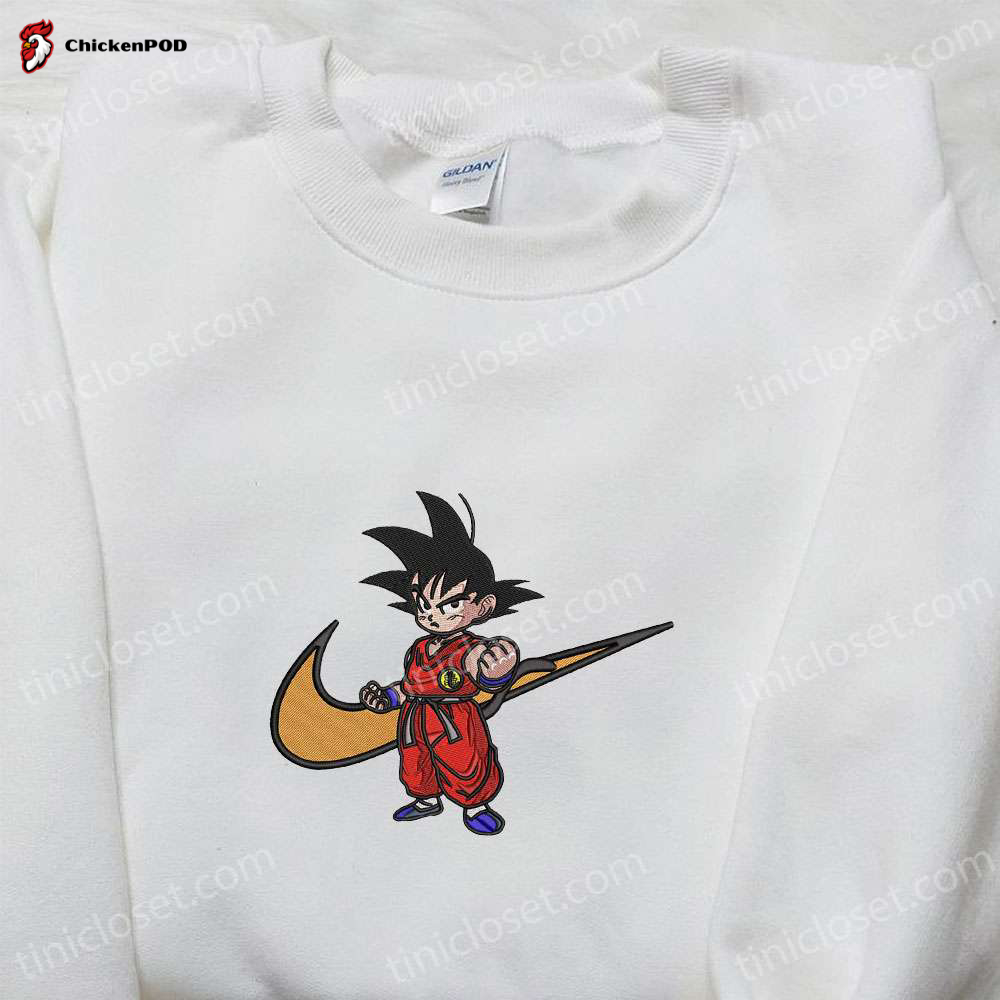 Goku Kid x Nike Swoosh Anime Embroidered Sweatshirt – Dragon Ball Inspired Nike Shirt