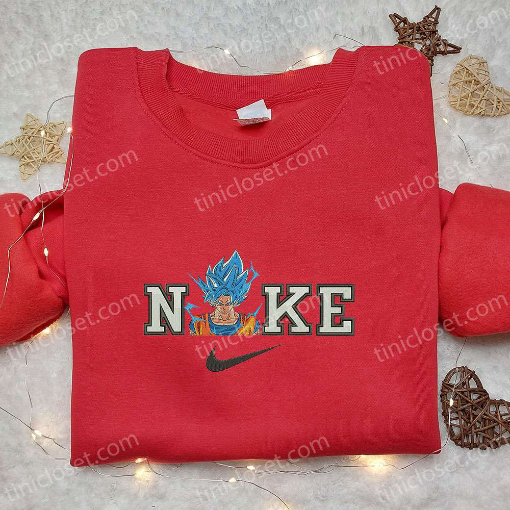 Goku Super Saiyan Blue x Nike Anime Embroidered Shirt – Dragon Ball & Nike Inspired Design