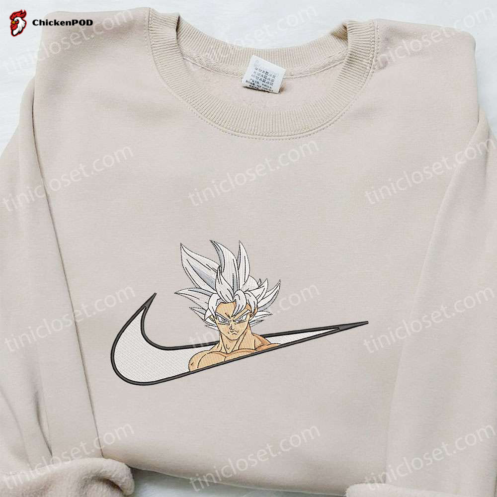 Goku Ultra Instinct x Nike Swoosh Anime Embroidered Sweatshirt – Dragon Ball & Nike Inspired Shirt