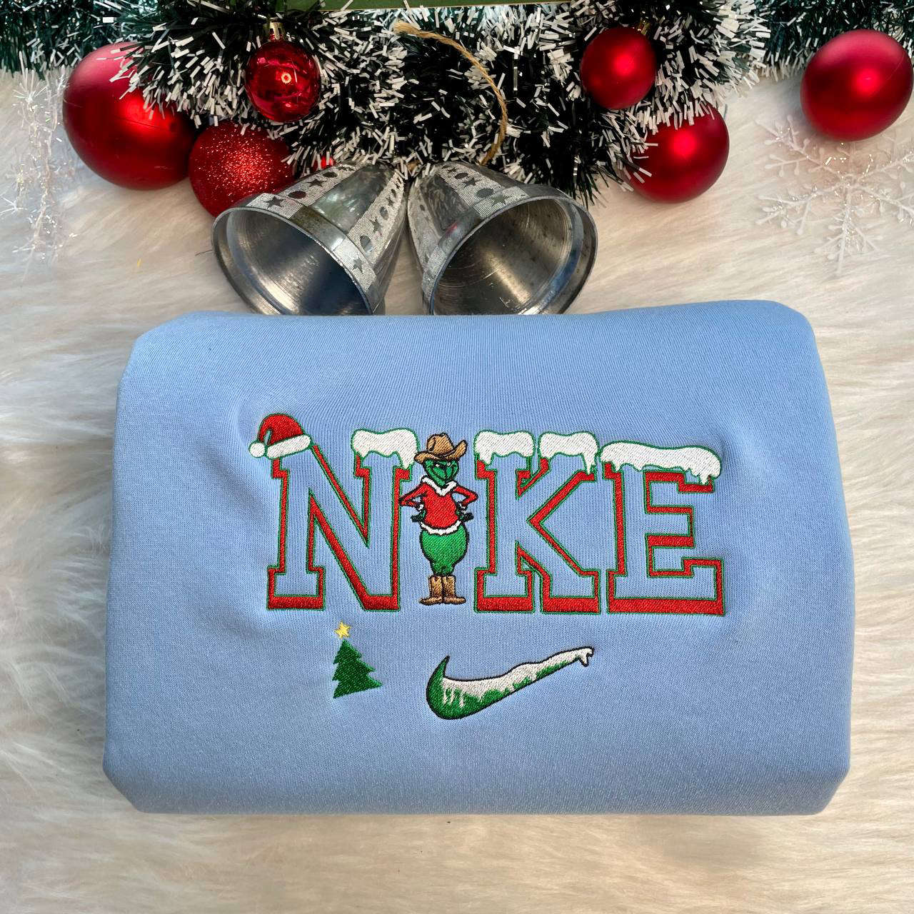 Cozy Grinch Christmas Morgan Wallen Nike Sweatshirt – Embroidered Holiday Style