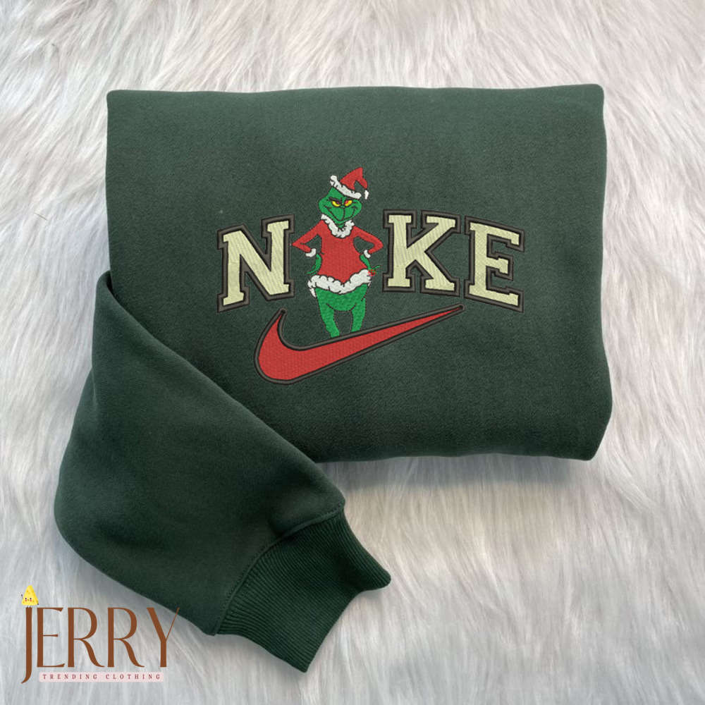 Grinch Christmas Nike Embroidered Sweatshirt: Festive and Cozy Holiday Apparel