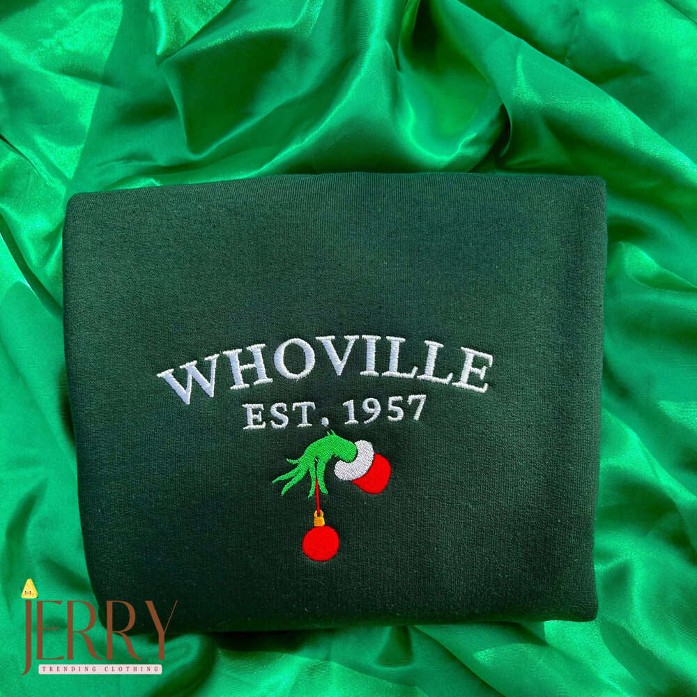 Grinch Embroidered Sweatshirt: Resting Face Christmas Gift