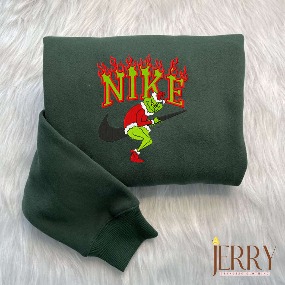 Stylish Candy Christmas Hat Nike Sweatshirt – Embroidered Holiday Apparel