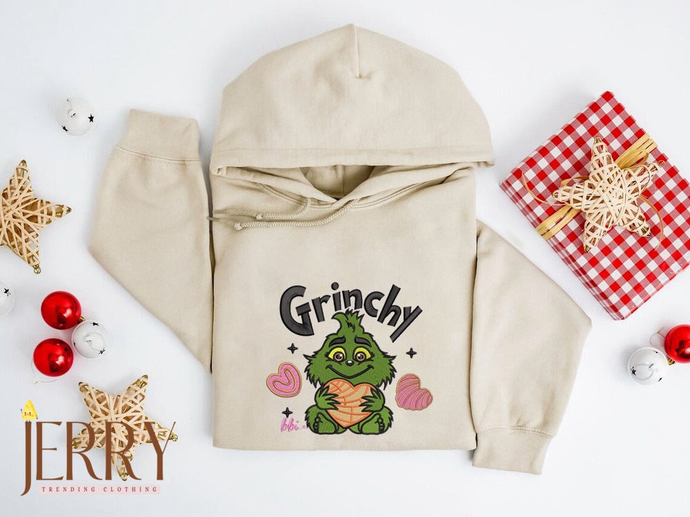 Get Festive with a Grinchy Christmas Embroidered Sweatshirt – Perfect Holiday Apparel!