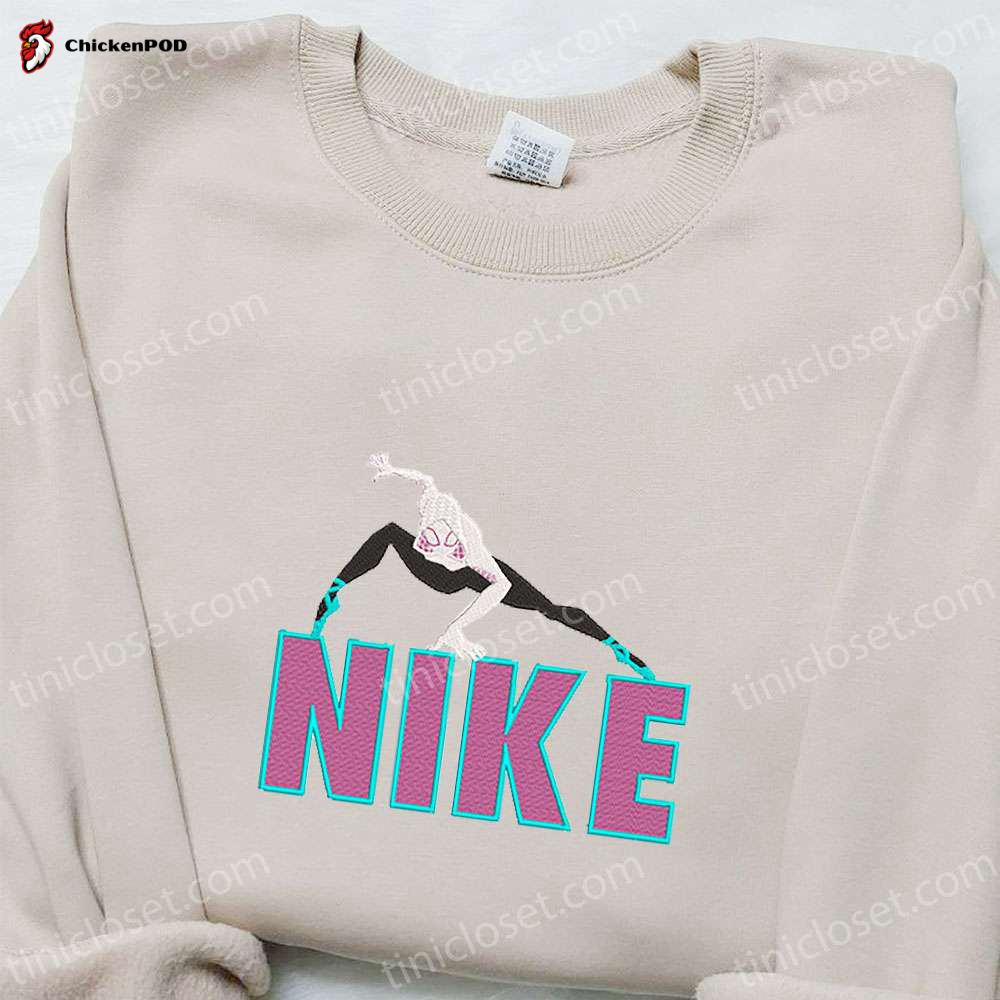 Gwen Stacy x Nike Cartoon Embroidered Sweatshirt: Marvel Comic Inspired Shirt