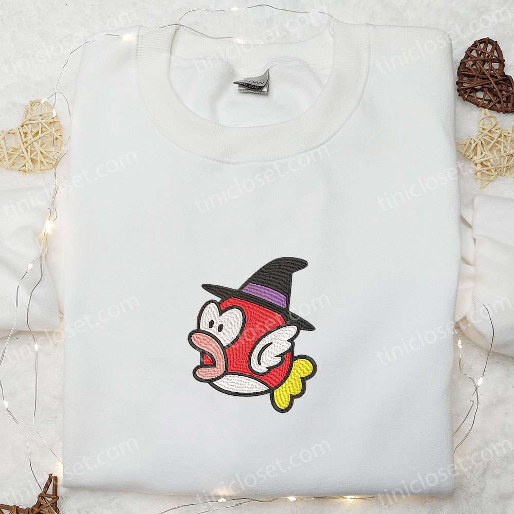 Halloween Super Mario Witch Cheep Cheep Embroidered Shirt Sweatshirt & Hoodie – Funny Cute & Spooky!