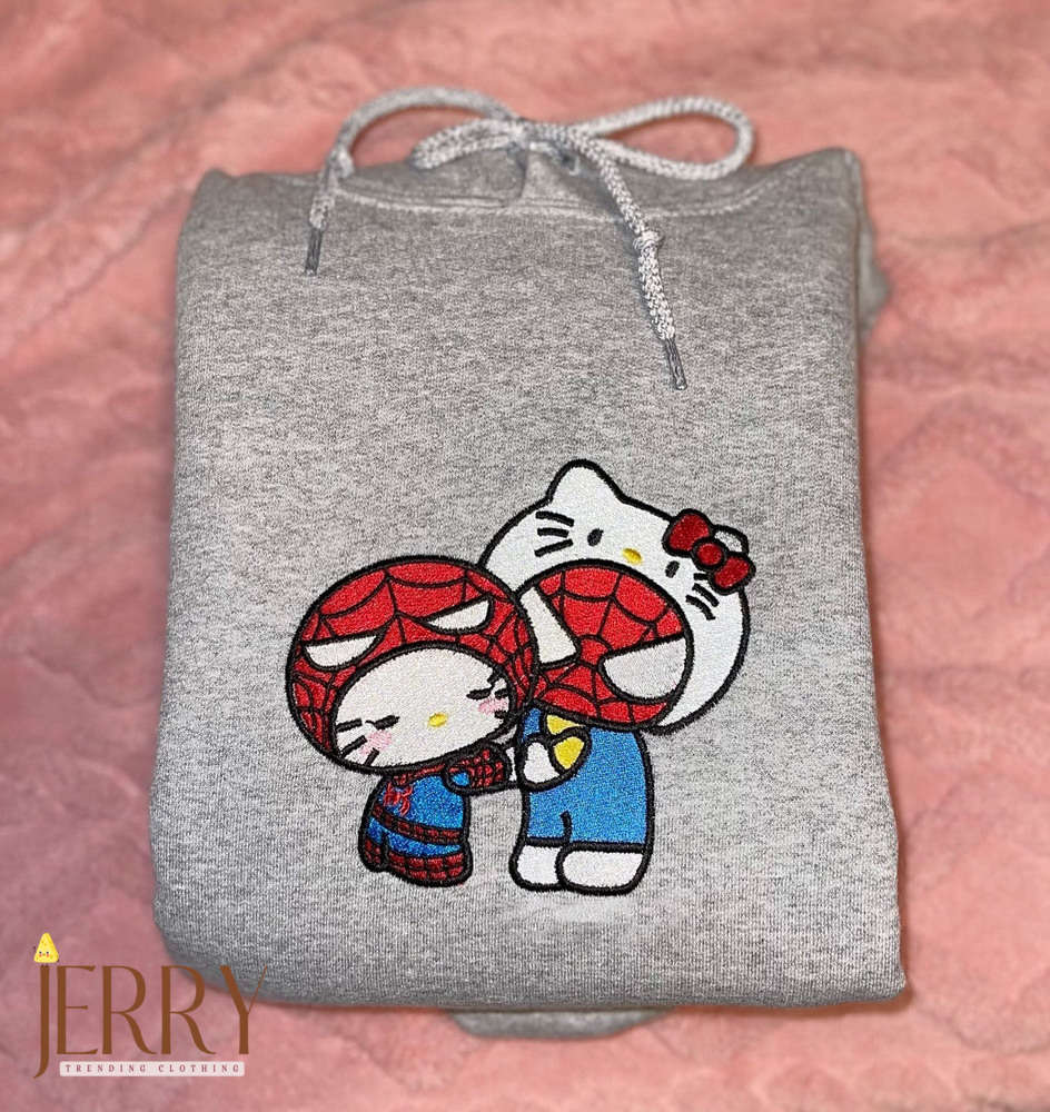 Hello Kitty & Spiderman Embroidered Sweatshirt – Fun & Stylish Apparel for Kids