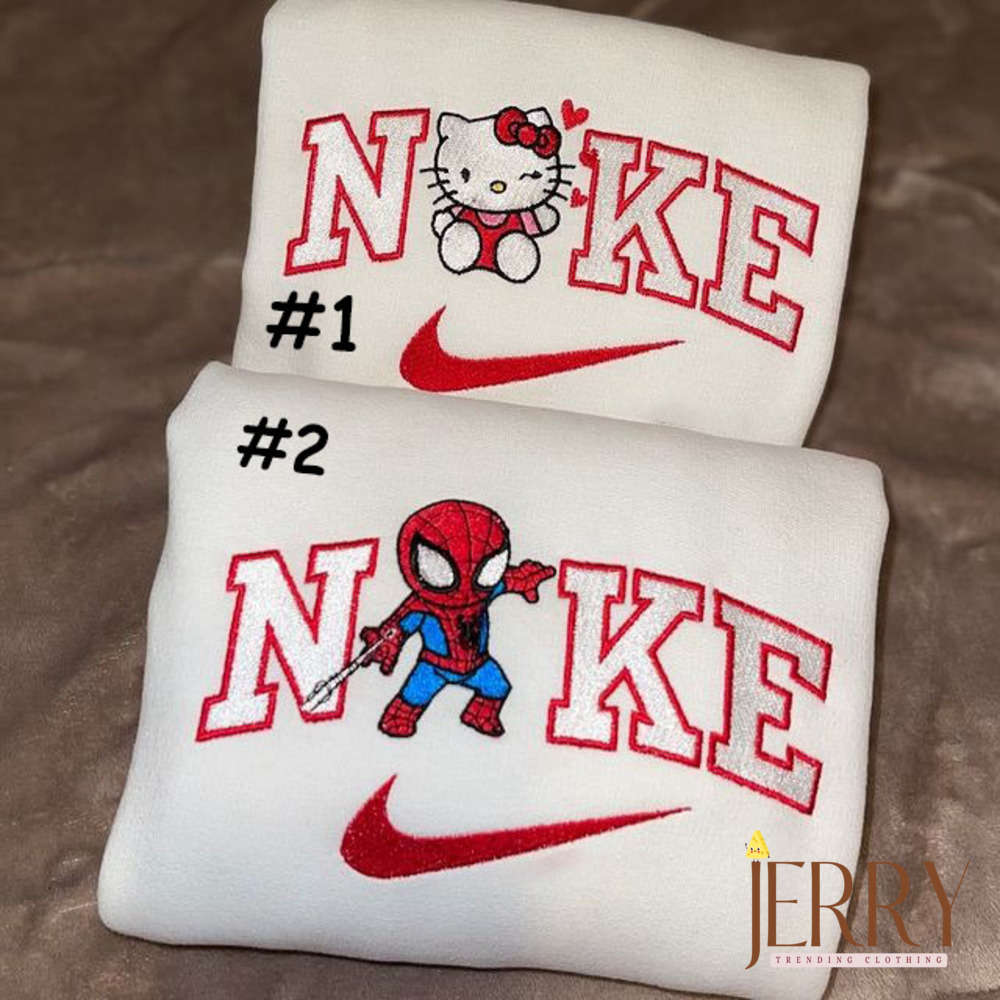 Valentine s Day Couples Gift: Hello Kitty & Spiderman Nike Embroidered Sweatshirt