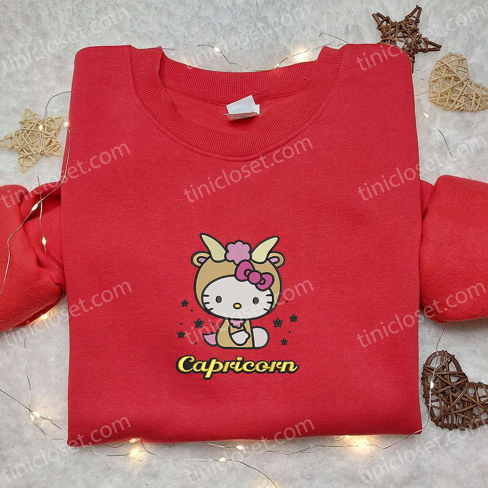 Hello Kitty Capricorn Embroidered Shirt – Cute Birthday Gift for Friends & Family