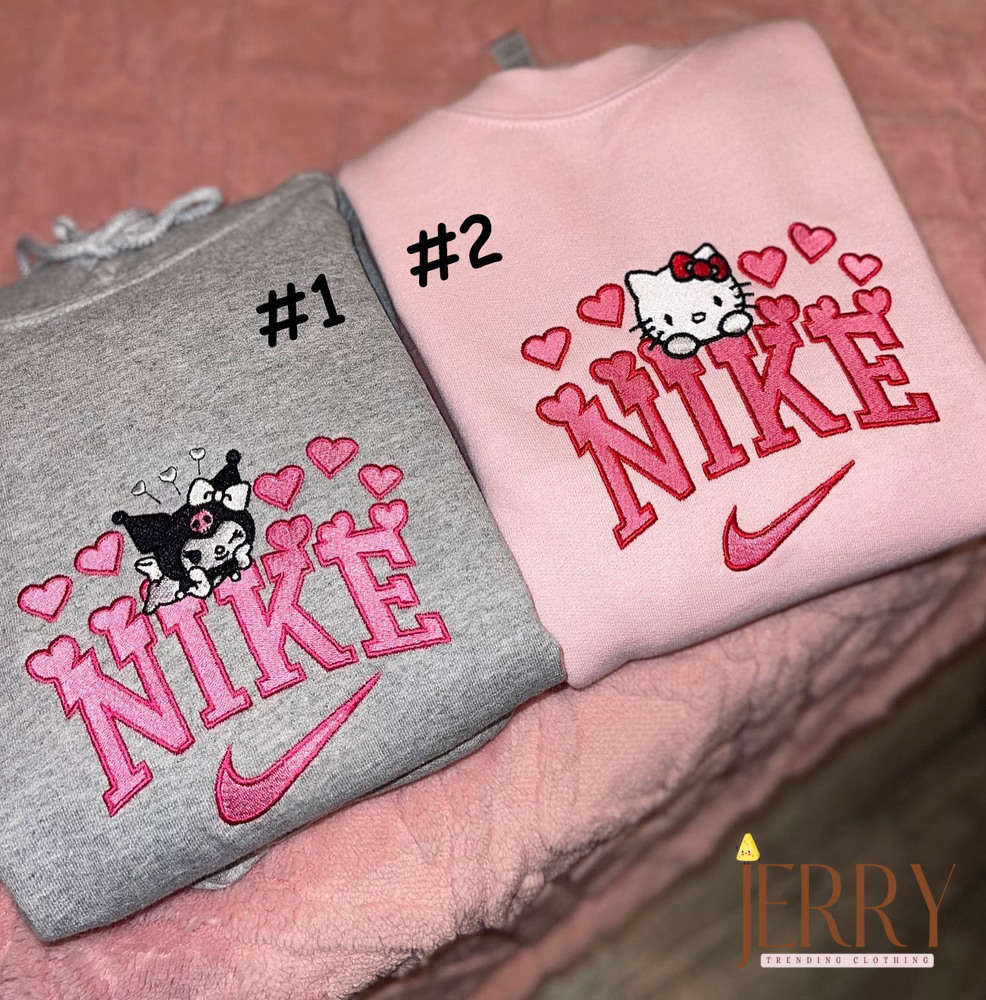 Hello Kitty or Kurumi Nike Embroidered Sweatshirt & Hoodies: Cute and Stylish Matching Sets