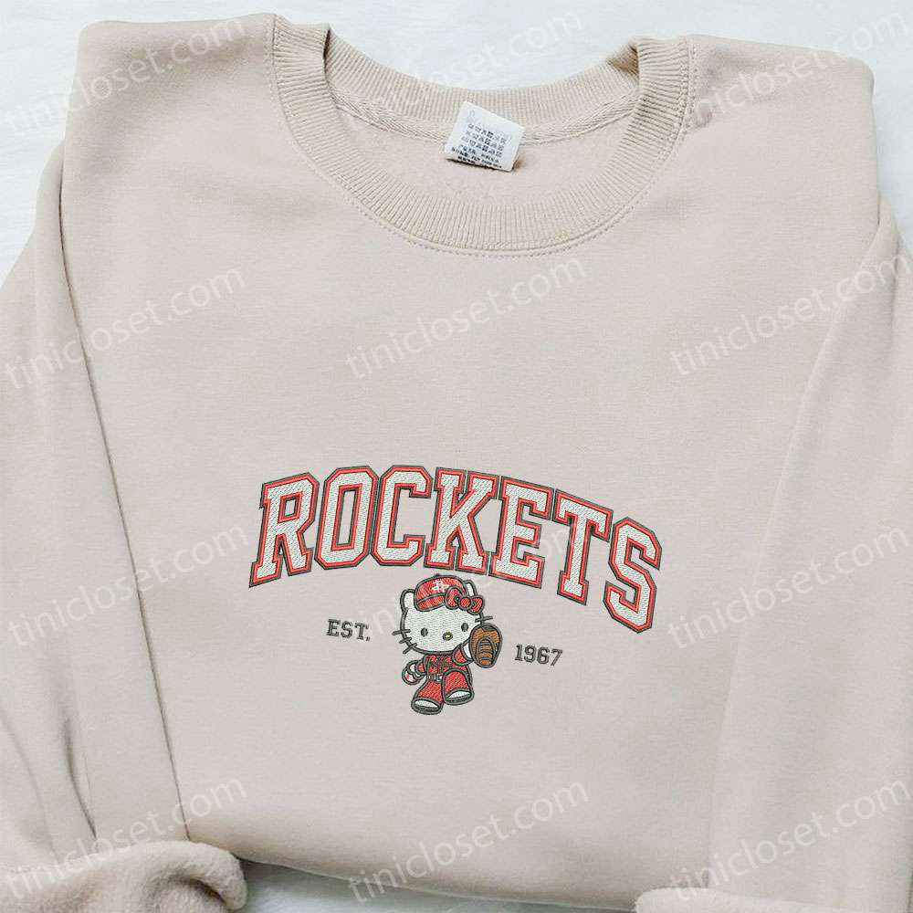 Hello Kitty Rockets Est 1967 Embroidered Shirt MLB Sports Hoodie & Nike Inspired Shirt: Trendy & Stylish Apparel Collection