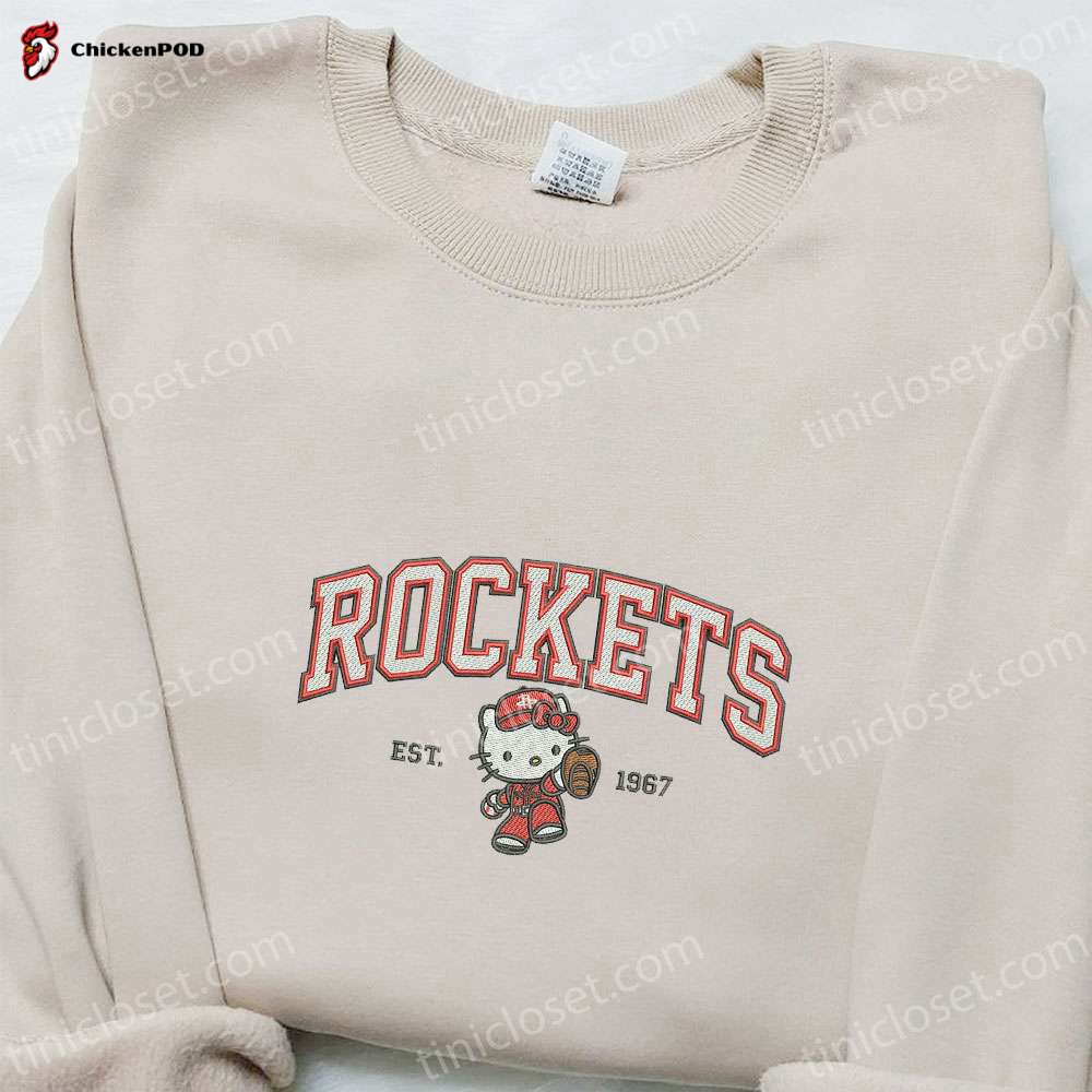 Hello Kitty Rockets Est 1967 Embroidered Shirt MLB Sports Hoodie & Nike Inspired Shirt: Trendy & Stylish Apparel Collection