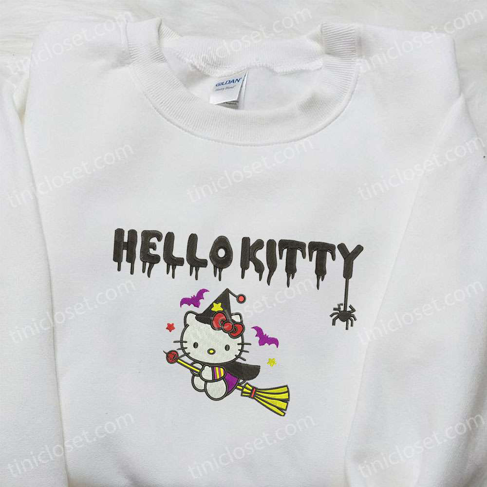 Hello Kitty Witch Embroidered Sweatshirt: Cute Halloween Hoodie Best Gift Ideas