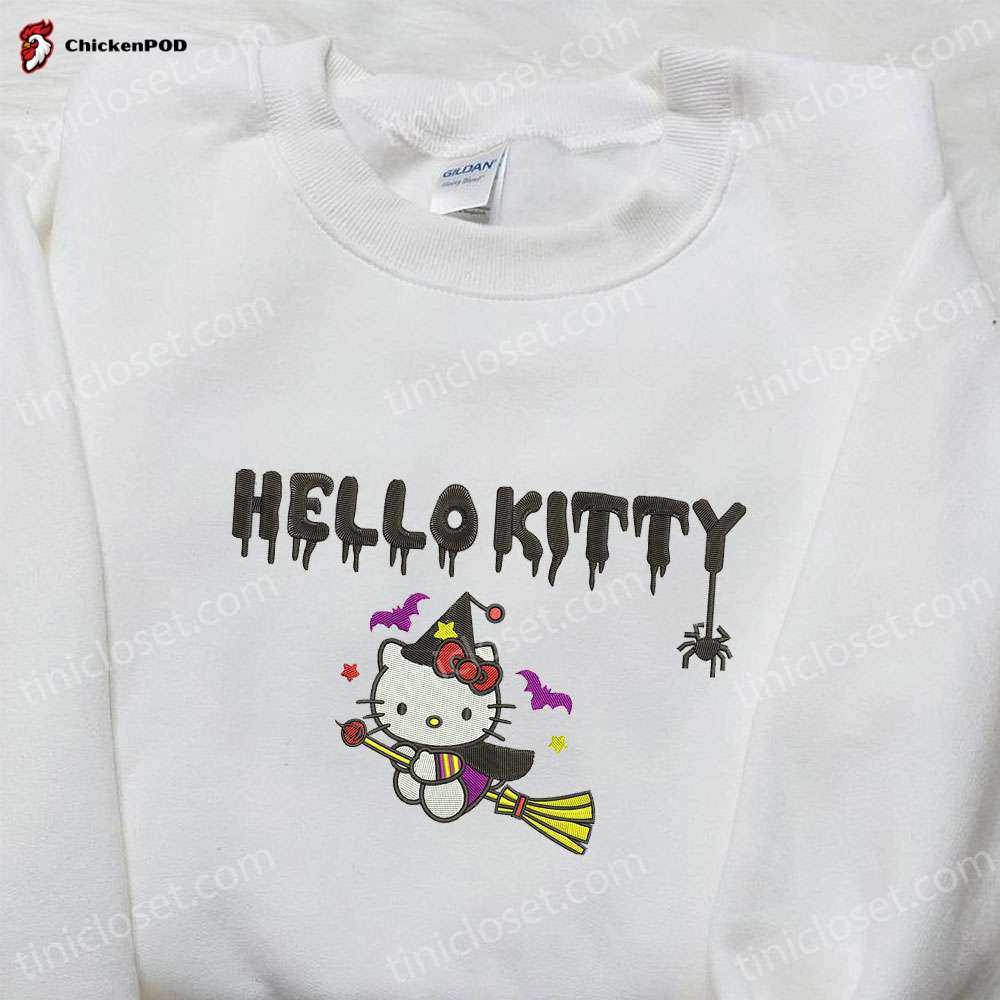 Hello Kitty Witch Embroidered Sweatshirt: Cute Halloween Hoodie Best Gift Ideas