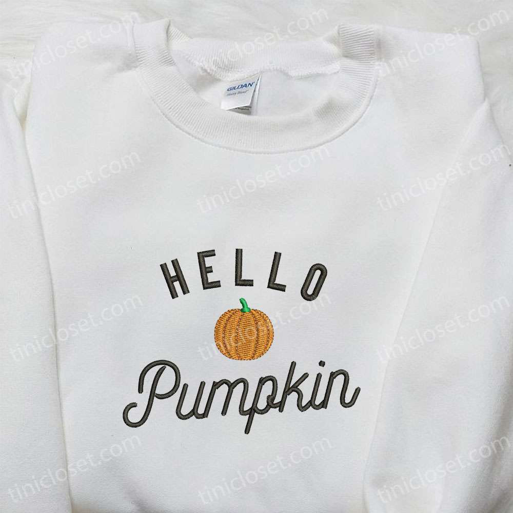 Spook-tacular Hello Pumpkin Embroidered Sweatshirt & Hoodie – Best Halloween Gift Ideas