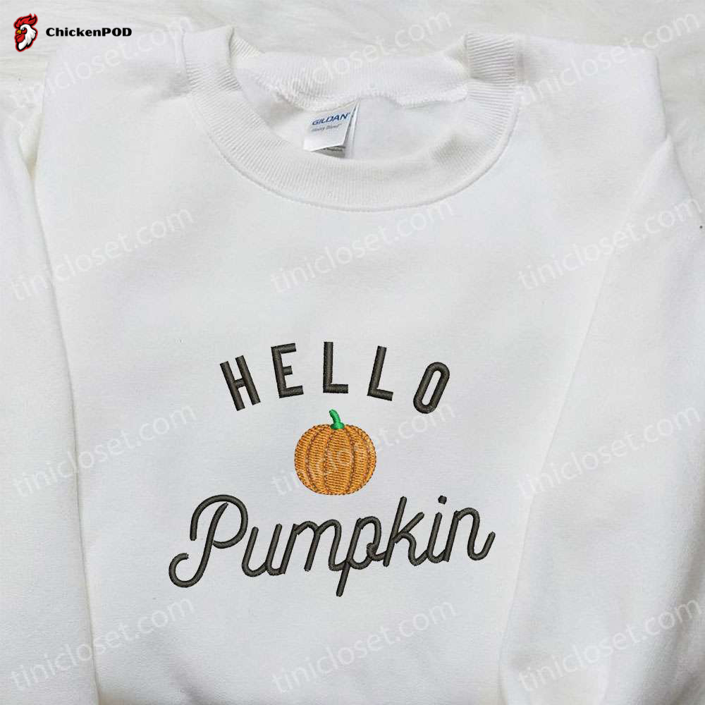 Spook-tacular Hello Pumpkin Embroidered Sweatshirt & Hoodie – Best Halloween Gift Ideas