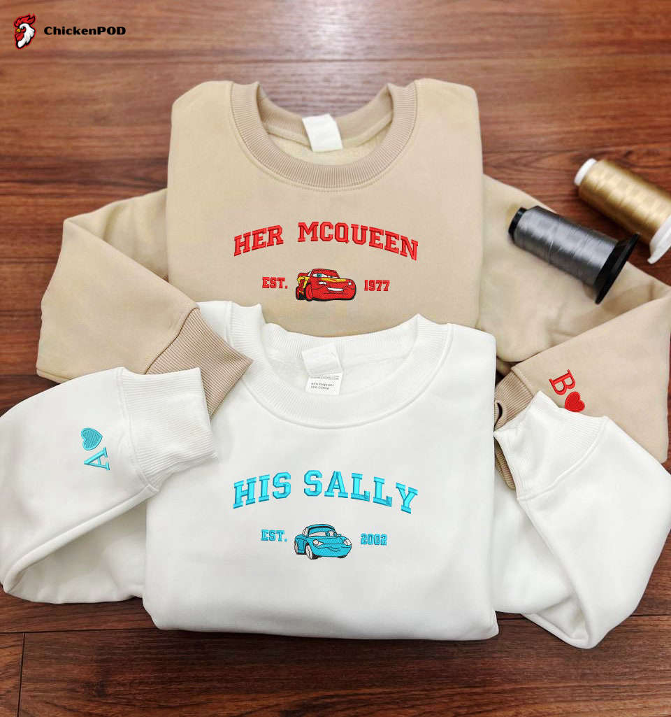 Cartoon Sweatshirt Set: Her Mcqueen x His Sally Embroidered Trending Crewneck Perfect Couple Christmas Gift!