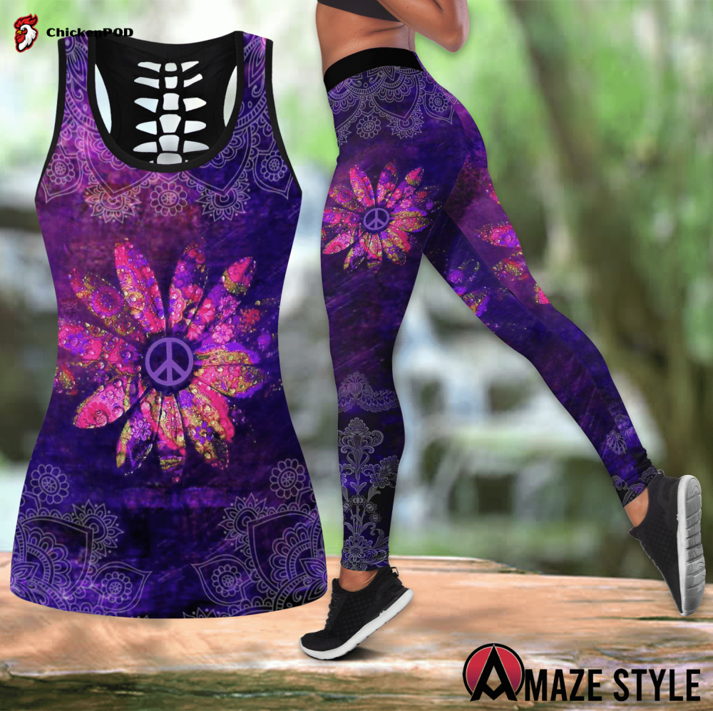 Hippie Peace Flower Combo Legging + Tank Sport Gifts