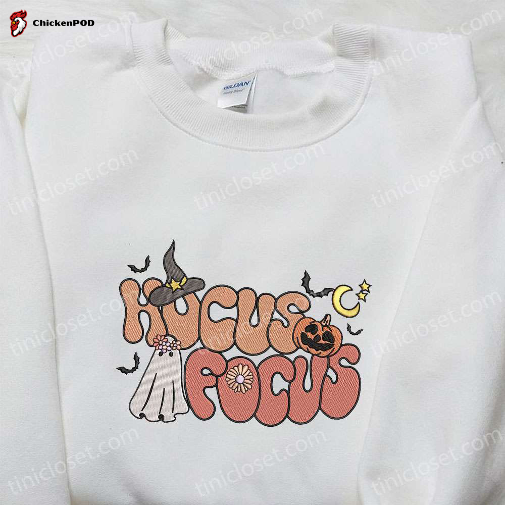 Hocus Pocus Everybody Focus: Vintage Halloween Embroidered Sweatshirt & Hoodie – Best Family Halloween Gifts