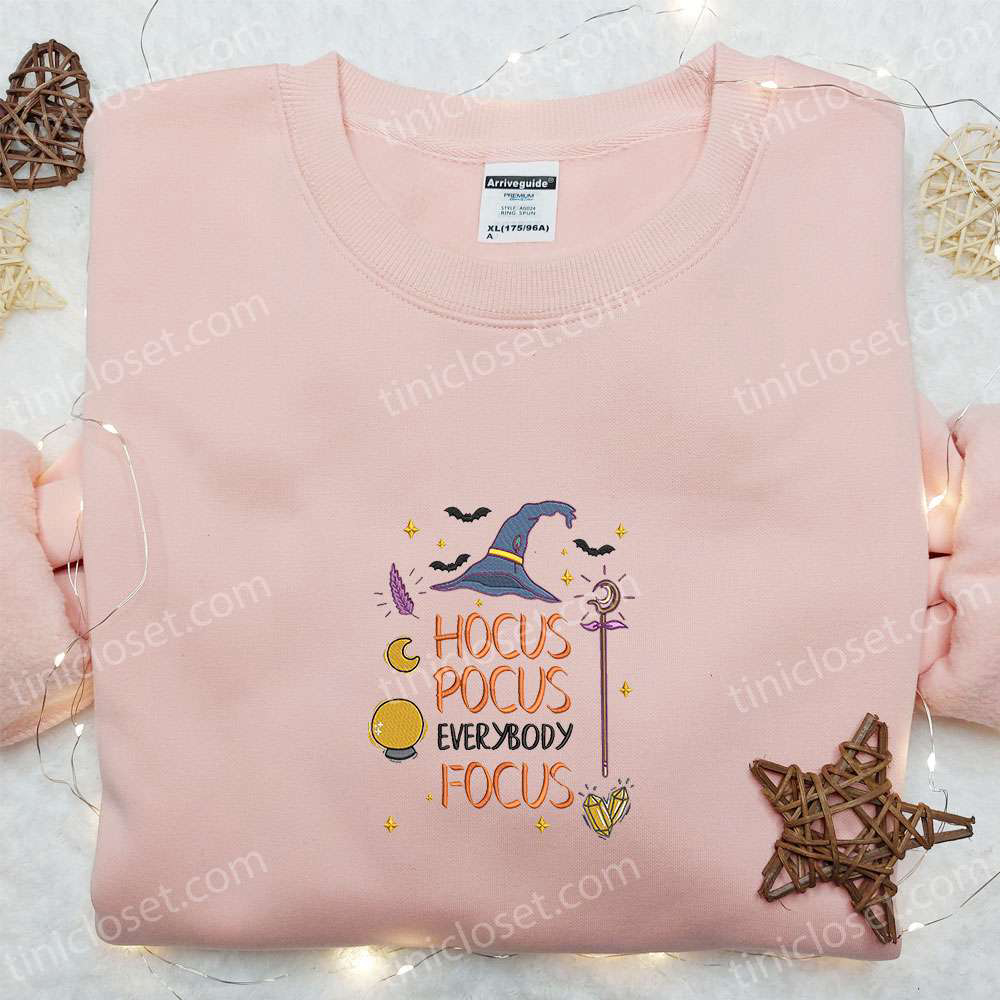 Hocus Pocus Everybody Focus: Vintage Halloween Embroidered Sweatshirt & Hoodie – Best Family Halloween Gifts