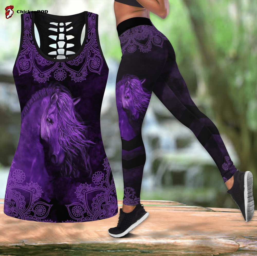 Horse Purple Combo Legging + Tank AM- Sport Gifts