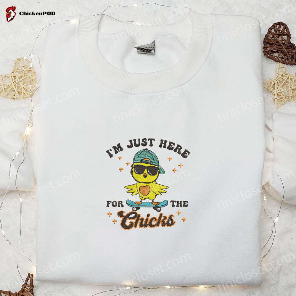 Stylish Thanksgiving Embroidered Shirt & Hoodie: Perfect Holiday Gift Idea with Chick Design