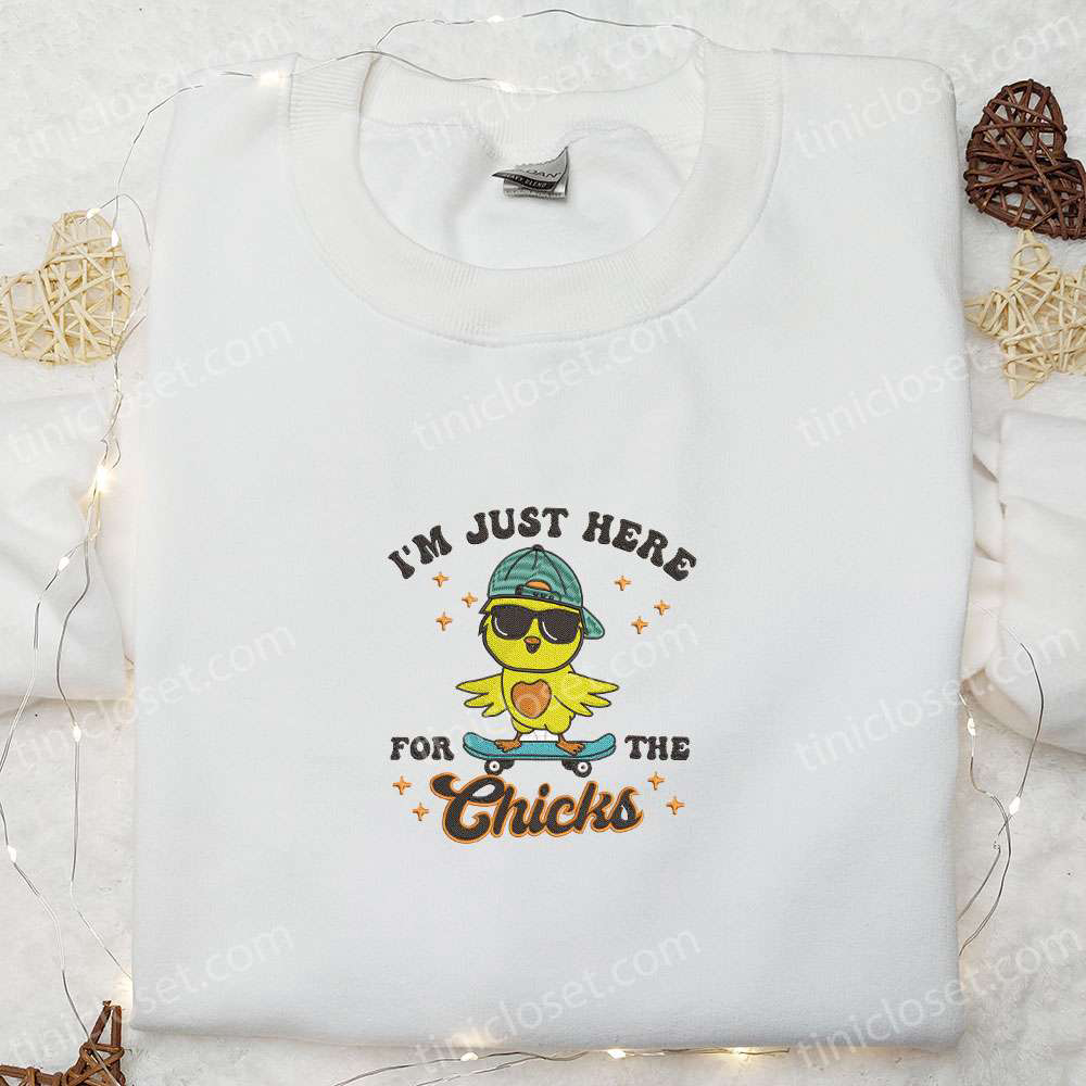 Stylish Thanksgiving Embroidered Shirt & Hoodie: Perfect Holiday Gift Idea with Chick Design