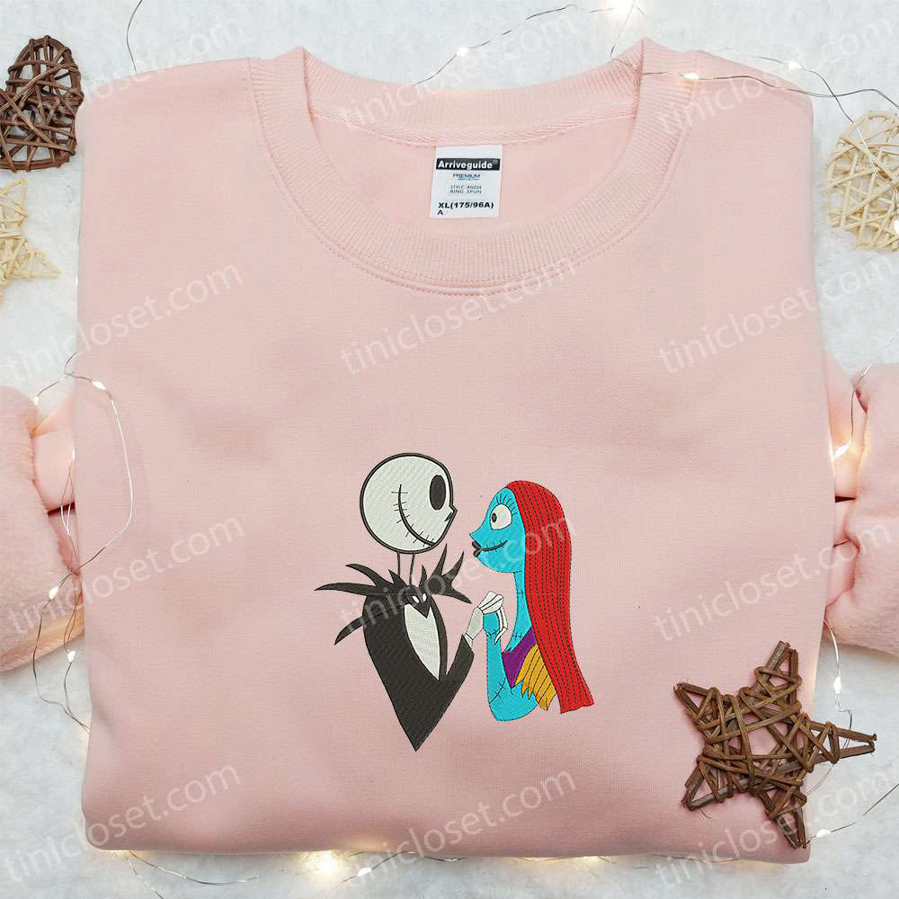 Nightmare Before Christmas Jack and Sally Embroidered Sweatshirt Hoodie & T-shirt Spirit Halloween