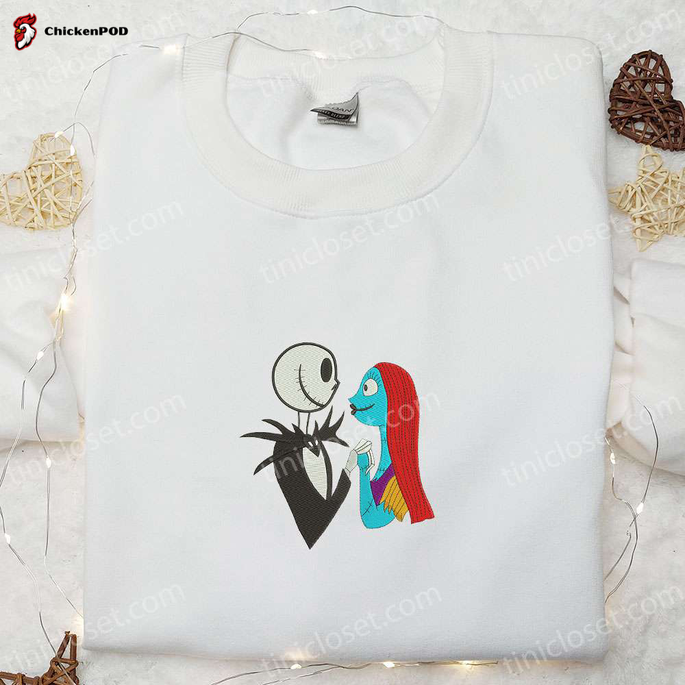 Nightmare Before Christmas Jack and Sally Embroidered Sweatshirt Hoodie & T-shirt Spirit Halloween