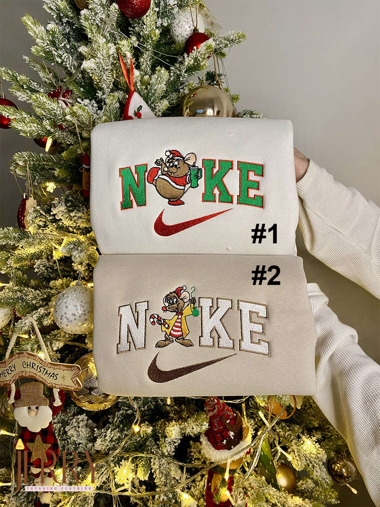 Cozy Christmas Candy Nike Sweatshirt: Embroidered Delight for Festive Season