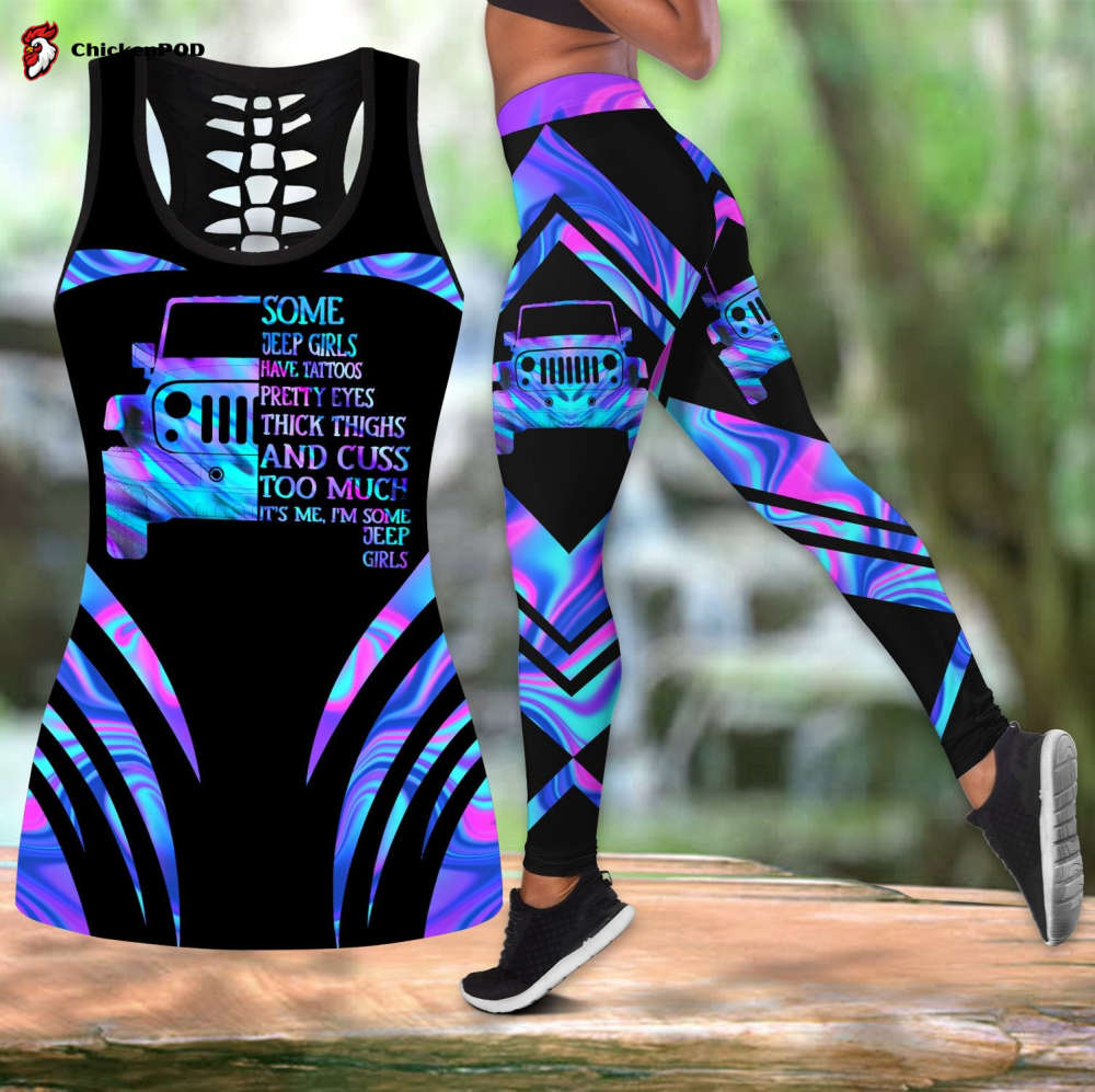 Personalized Jeep girl leggings + hollow tank combo