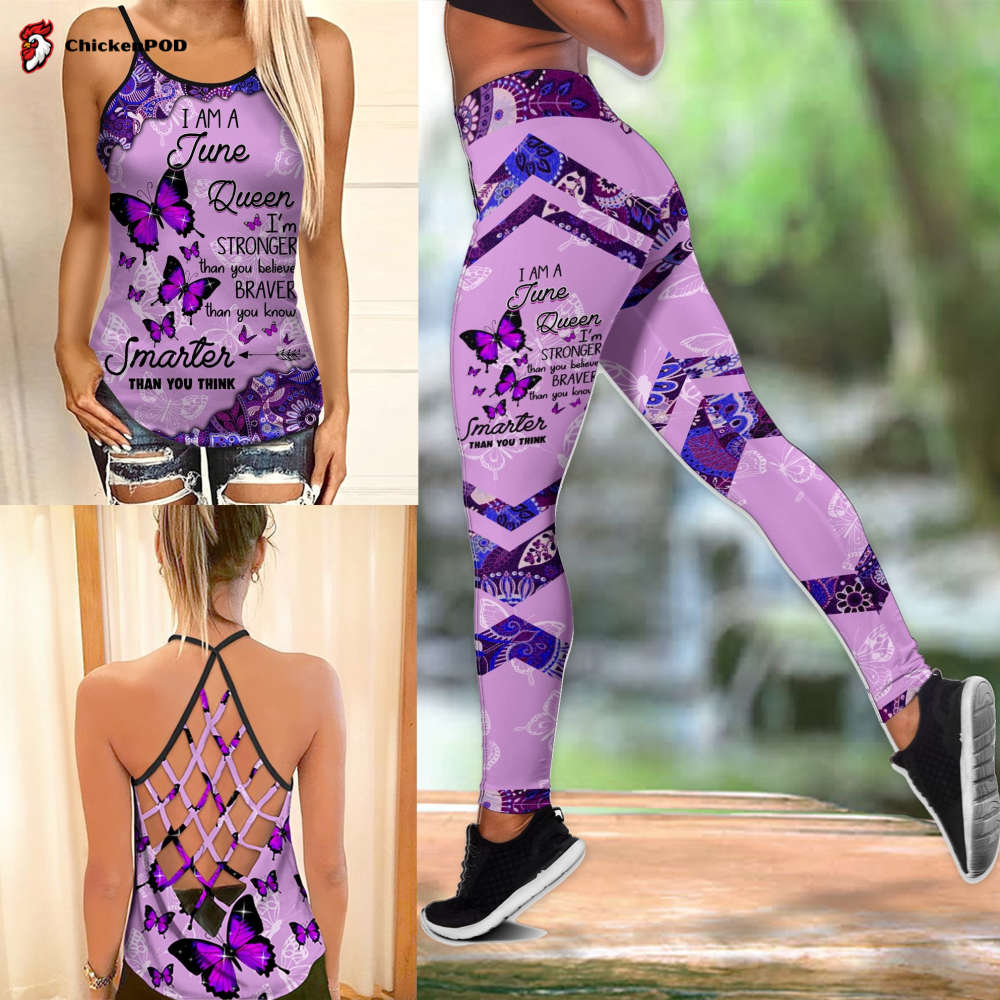 June girl Butterflies Combo Legging Camisole Tank