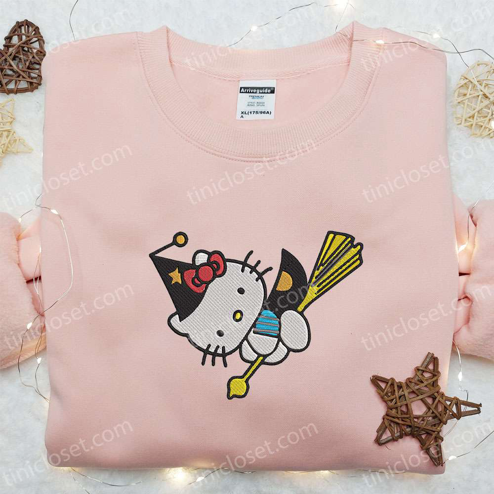 Kitty Witch Embroidered Sweatshirt Halloween Hoodie & T-shirt – Adorable Spirit Collection